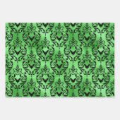 Orange, Purple, and Green Bat Halloween Damask ラッピングペーパーシート (正面3)