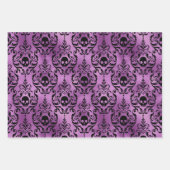 Orange, Purple, and Green Skull Halloween Damask ラッピングペーパーシート (正面2)