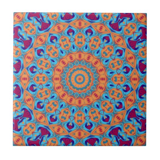 orange purple blue mandala pattern タイル (正面)