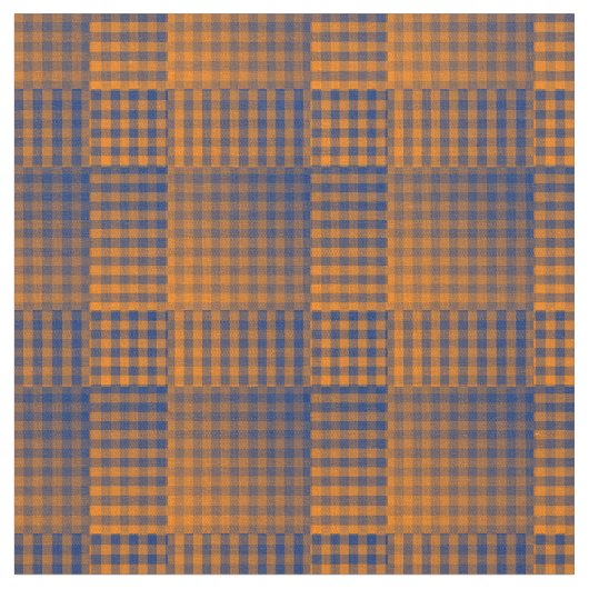 Orange Purple Checker Abstract Pattern ファブリック (クローズアップ)