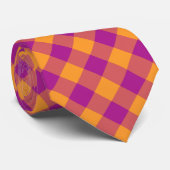 Orange Purple Checker Pattern ネクタイ (ロール)