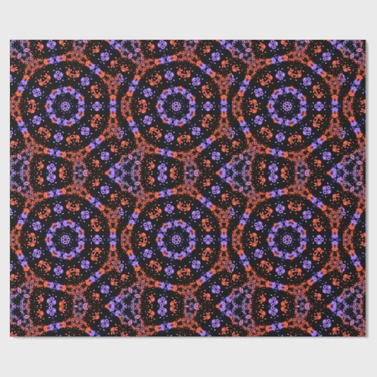 Orange & Purple Kaleidoscope Fractal Pattern ラッピングペーパー (フラット)