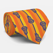 Orange & Purple Retro Lacrosse Sticks and Stripes ネクタイ (ロール)