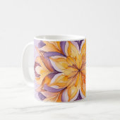 Orange & Purple Watercolor Floral Mandala コーヒーマグカップ (正面左)