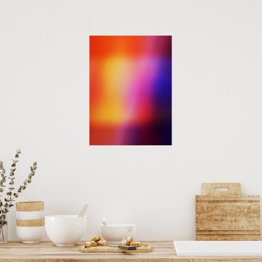 Orange Purple Yellow & Pink Abstract Glow #2 ポスター (キッチン)