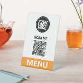 Orange Qr Code Menu | Logo Contactless Modern 台座サイン (インサイチュ)