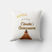 Orange quinceanera princess crown birthday name da クッション (裏面)