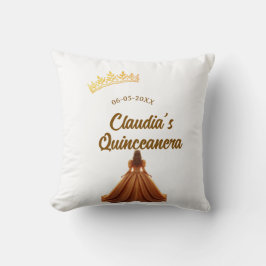 Orange quinceanera princess crown birthday name da クッション