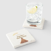 Orange quinceanera princess crown birthday name da ストーンコースター (横)