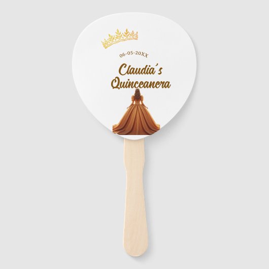 Orange quinceanera princess crown birthday name da ハンドファン (正面)