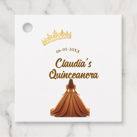 Orange quinceanera princess crown birthday name da フェイバータグ (正面)