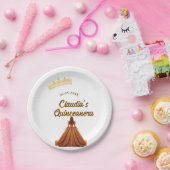 Orange quinceanera princess crown birthday name da ペーパープレート (パーティー)