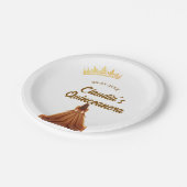 Orange quinceanera princess crown birthday name da ペーパープレート (アングル)