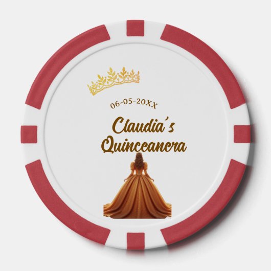 Orange quinceanera princess crown birthday name da ポーカーチップ (正面)