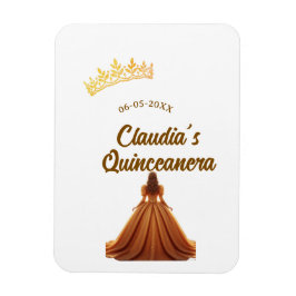 Orange quinceanera princess crown birthday name da マグネット