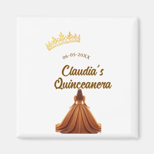 Orange quinceanera princess crown birthday name da マグネット (正面)