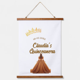 Orange quinceanera princess crown birthday name da 吊り下げ型タペストリー