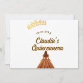 Orange quinceanera princess crown birthday name da 招待状 (裏面)