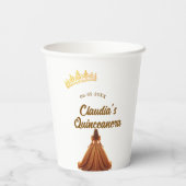 Orange quinceanera princess crown birthday name da 紙コップ (裏面)