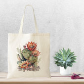 Orange/Red Flowering Cactus トートバッグ