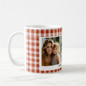Orange-Red  Gingham 3 Photo コーヒーマグカップ (左)