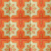 Orange Red Green Modern Ethnic Moroccan Pattern タイル