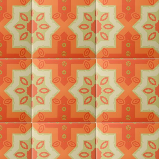 Orange Red Green Modern Ethnic Moroccan Pattern タイル