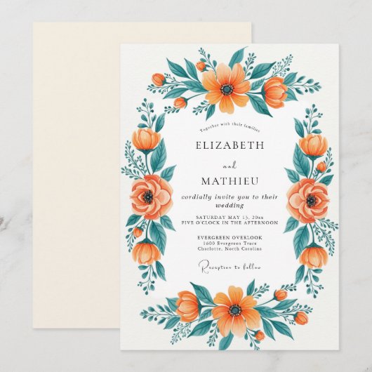 Orange Regal Spring Wedding 招待状 (正面/裏面)