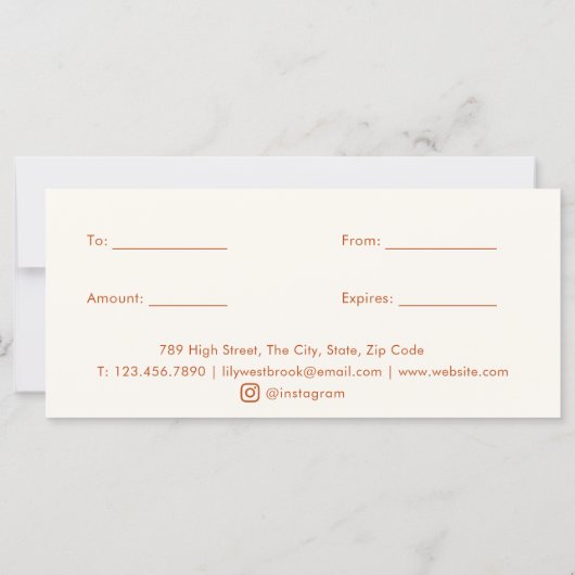 Orange Retro Groovy Modern Gift Certificate (裏面)