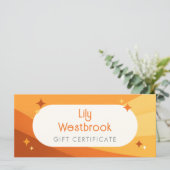 Orange Retro Groovy Modern Gift Certificate (スタンド正面)