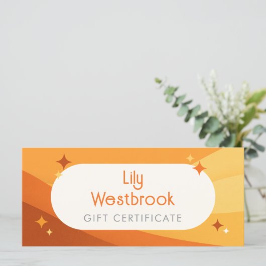 Orange Retro Groovy Modern Gift Certificate (スタンド正面)