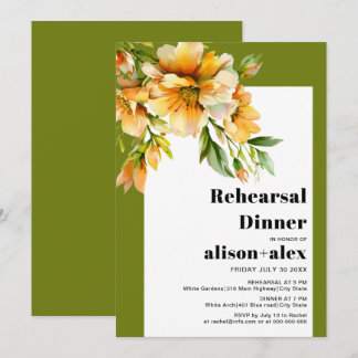 Orange rhododendron fall wedding rehearsal dinner 招待状