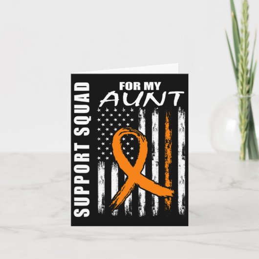 Orange Ribbon Aunt Leukemia Awareness Usa Flag Can カード (正面)