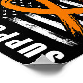 Orange Ribbon Aunt Leukemia Awareness Usa Flag Can ポスター (角)