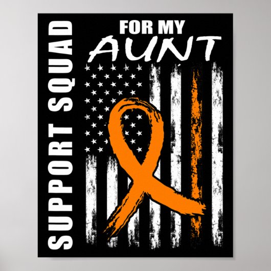 Orange Ribbon Aunt Leukemia Awareness Usa Flag Can ポスター (正面)