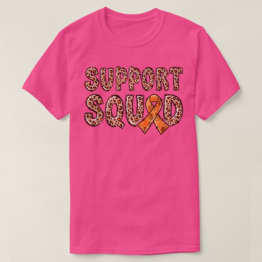 Orange Ribbon Leopard Print Support Squad ADHD1118 Tシャツ (デザイン正面)