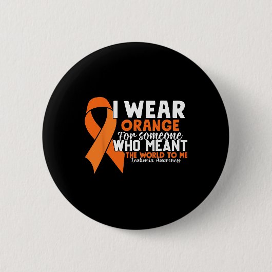 Orange Ribbon Leukemia Awareness Blood Cancer  缶バッジ (正面)