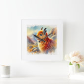 Orange Rock Viscacha 270824AREF117 - Watercolor スクエア壁時計 (ホーム)