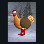 Orange Rooster Santa Claus ポスター<br><div class="desc">father christmas got a cute chicken as helper this year - happily marching with red boots and hat through the snow at winter time</div>