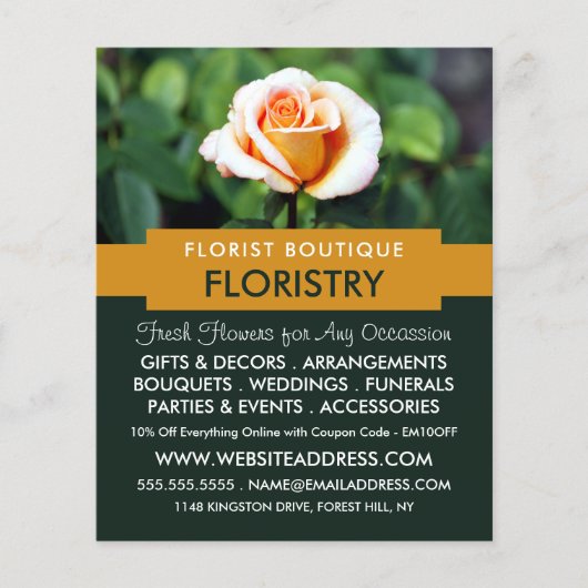 Orange Rose, Florist, Floristry Advertising チラシ (正面)