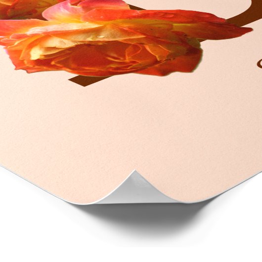 Orange Rose Monogram Initial B Your Name Poster ポスター (角)