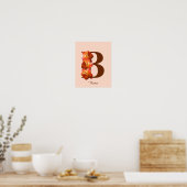 Orange Rose Monogram Initial B Your Name Poster ポスター (キッチン)