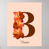 Orange Rose Monogram Initial B Your Name Poster ポスター (正面)