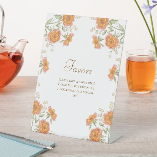 Orange Rose Wedding Favors Sign 台座サイン (インサイチュ)