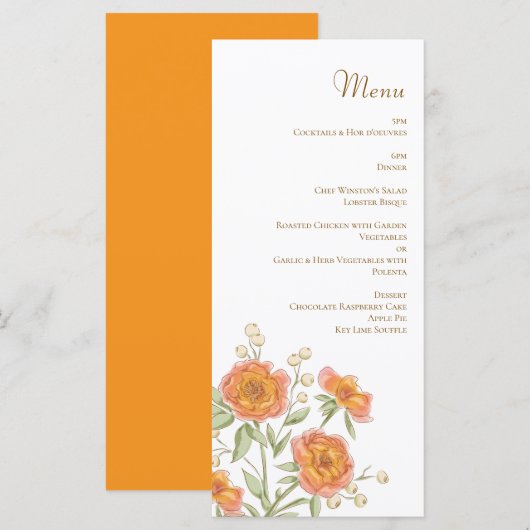 Orange Rose Wedding Menus メニュー (正面/裏面)