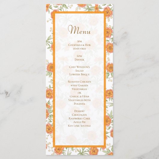 Orange Rose Wedding Menus メニュー (正面)