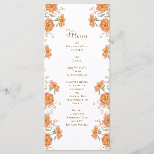 Orange Rose Wedding Menus メニュー (正面)