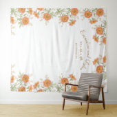 Orange Rose Wedding Photo Backdrop タペストリー (インサイチュ(横))
