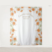 Orange Rose Wedding Photo Backdrop タペストリー (正面)