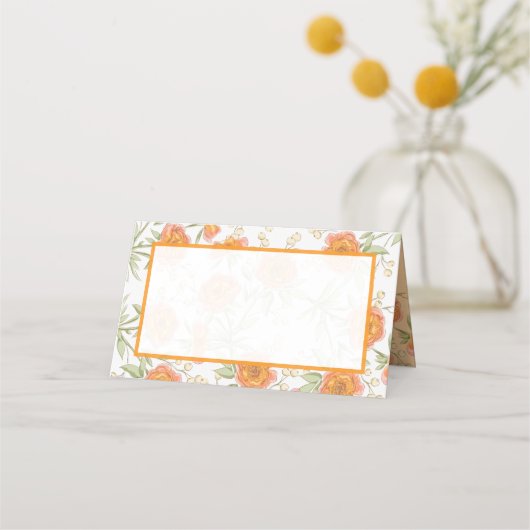 Orange Rose Wedding Place Card プレイスカード (正面)